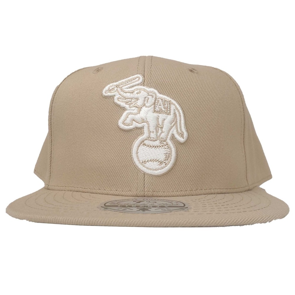 Oakland Athletics Mitchell‎ & Ness MLB Fitted 7 3/4 Flatbill Cap Hat Khaki NWT